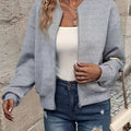 Damen Steppjacke leichte Zip-Up Bomberjacke strukturierter Stoff