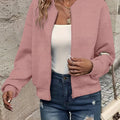 Damen Steppjacke leichte Zip-Up Bomberjacke strukturierter Stoff