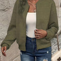 Damen Steppjacke leichte Zip-Up Bomberjacke strukturierter Stoff