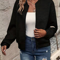 Damen Steppjacke leichte Zip-Up Bomberjacke strukturierter Stoff