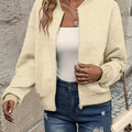Damen Steppjacke leichte Zip-Up Bomberjacke strukturierter Stoff