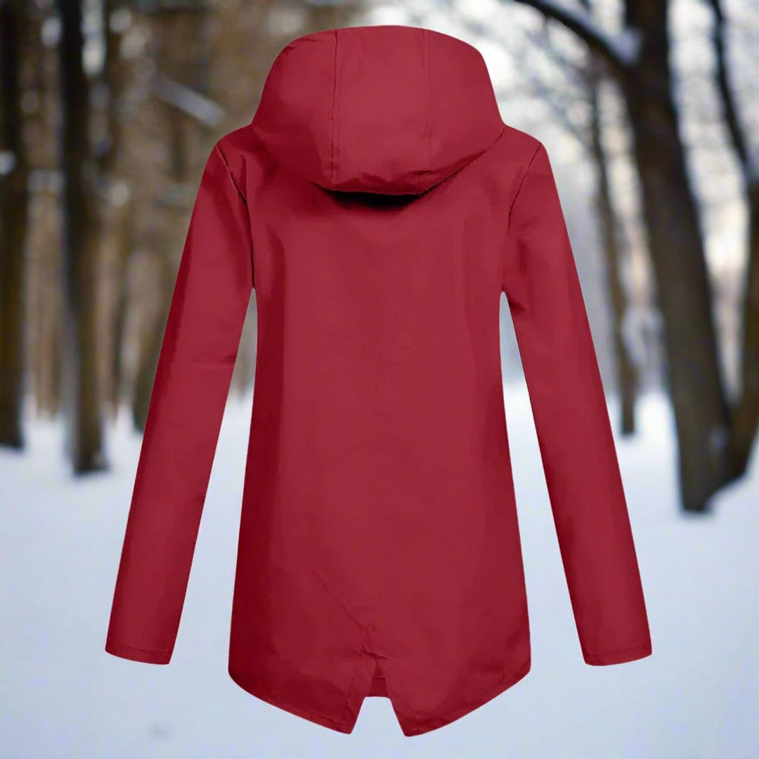 Damen Wasserdichte Kapuzen-Regenjacke mit Reißverschluss Taschen
