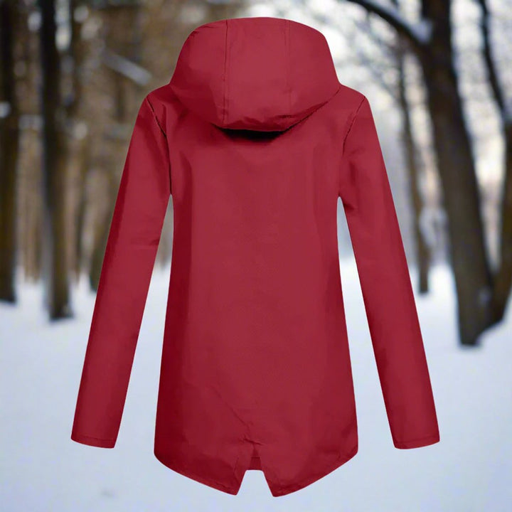 Damen Wasserdichte Kapuzen-Regenjacke mit Reißverschluss Taschen