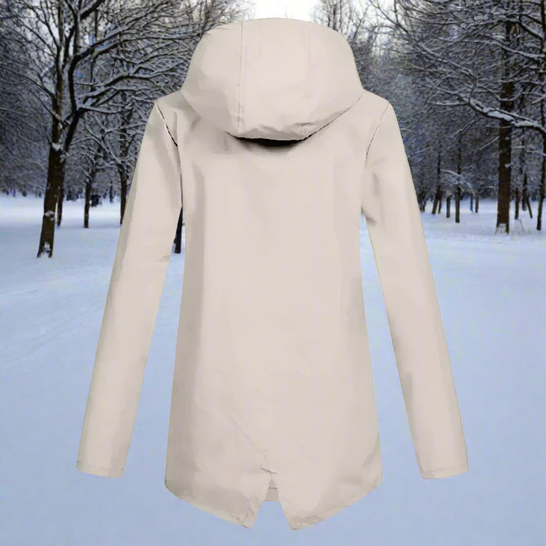 Damen Wasserdichte Kapuzen-Regenjacke mit Reißverschluss Taschen