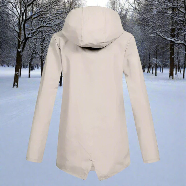Damen Wasserdichte Kapuzen-Regenjacke mit Reißverschluss Taschen
