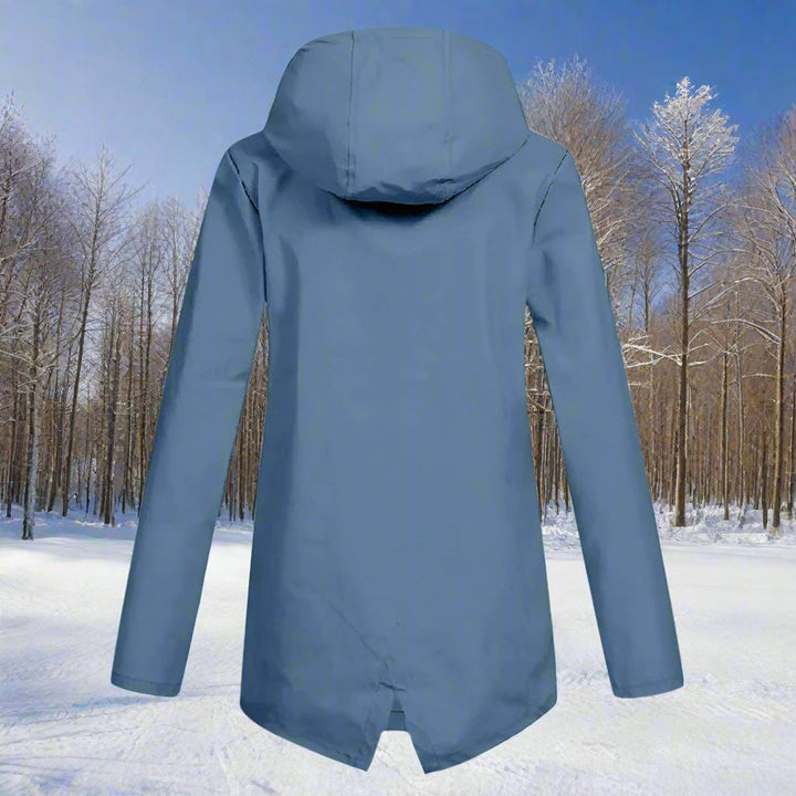 Damen Wasserdichte Kapuzen-Regenjacke mit Reißverschluss Taschen
