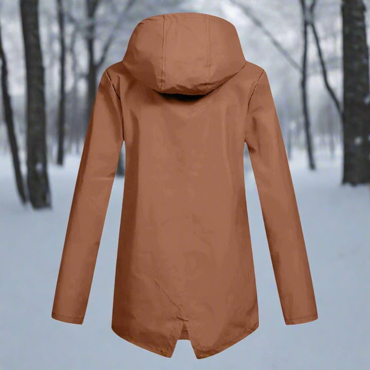 Damen Wasserdichte Kapuzen-Regenjacke mit Reißverschluss Taschen