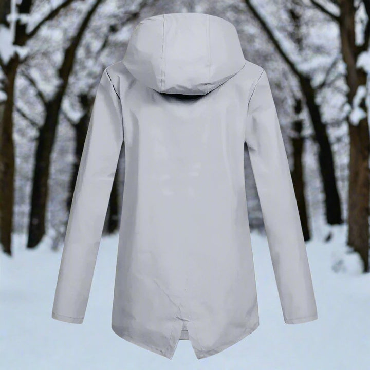 Damen Wasserdichte Kapuzen-Regenjacke mit Reißverschluss Taschen