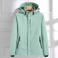 Damen Wasserdichte Regenjacke mit Abnehmbarer Kapuze Verstellbarer Passform