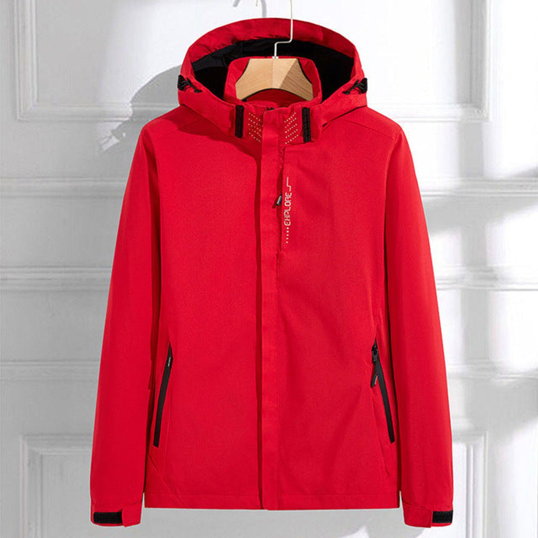 Damen Wasserdichte Regenjacke mit Abnehmbarer Kapuze Verstellbarer Passform