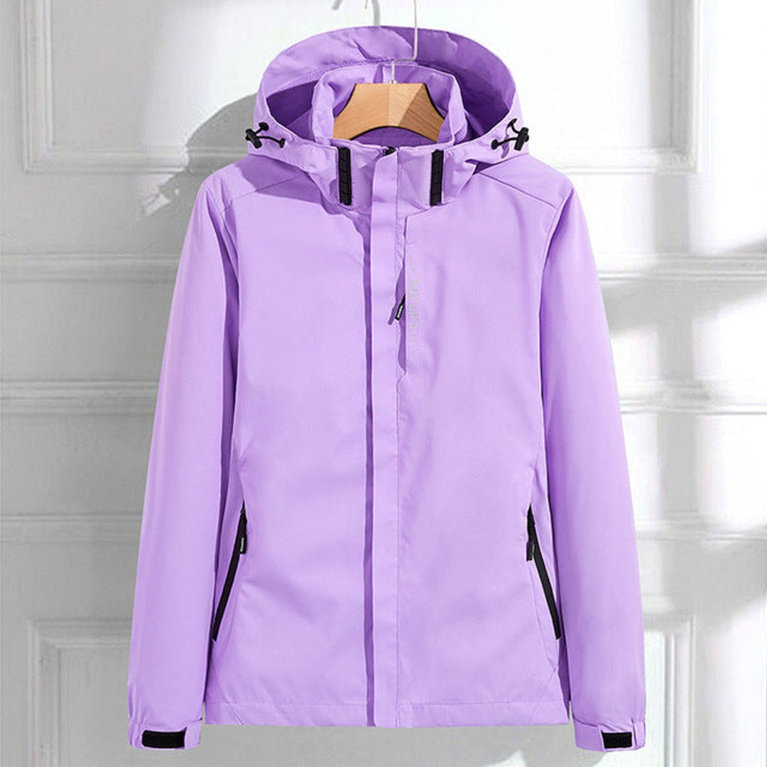 Damen Wasserdichte Regenjacke mit Abnehmbarer Kapuze Verstellbarer Passform