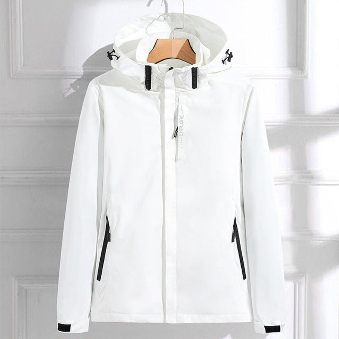Damen Wasserdichte Regenjacke mit Abnehmbarer Kapuze Verstellbarer Passform
