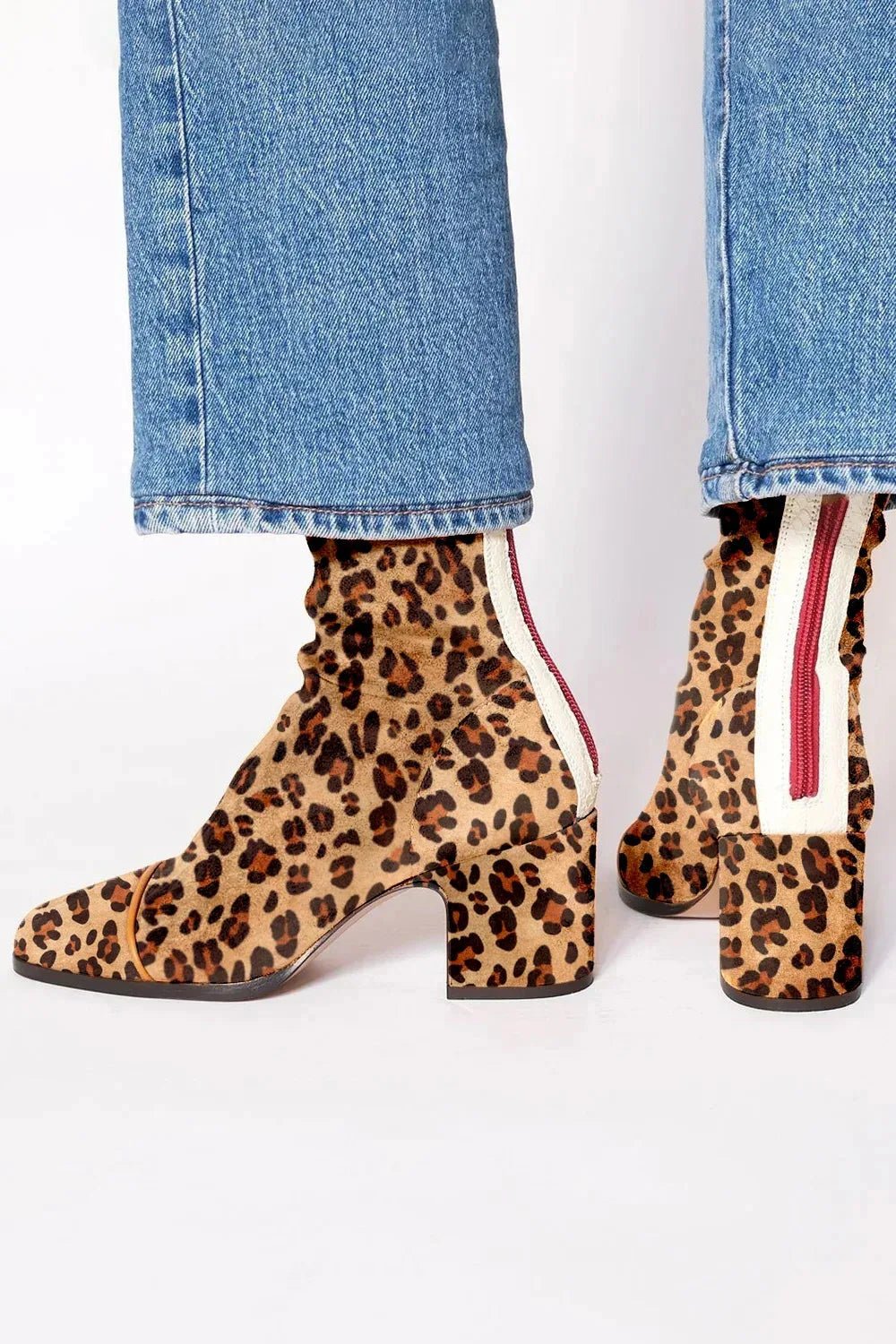 Damen Wildleder Blockabsatz Stiefeletten Quadratische Zehenpartie