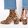 Damen Wildleder Blockabsatz Stiefeletten Quadratische Zehenpartie