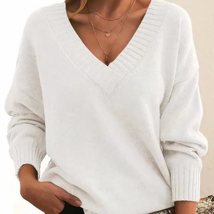 Dames Cashmere Blend V-hals Gebreide Sweater Lange Mouw