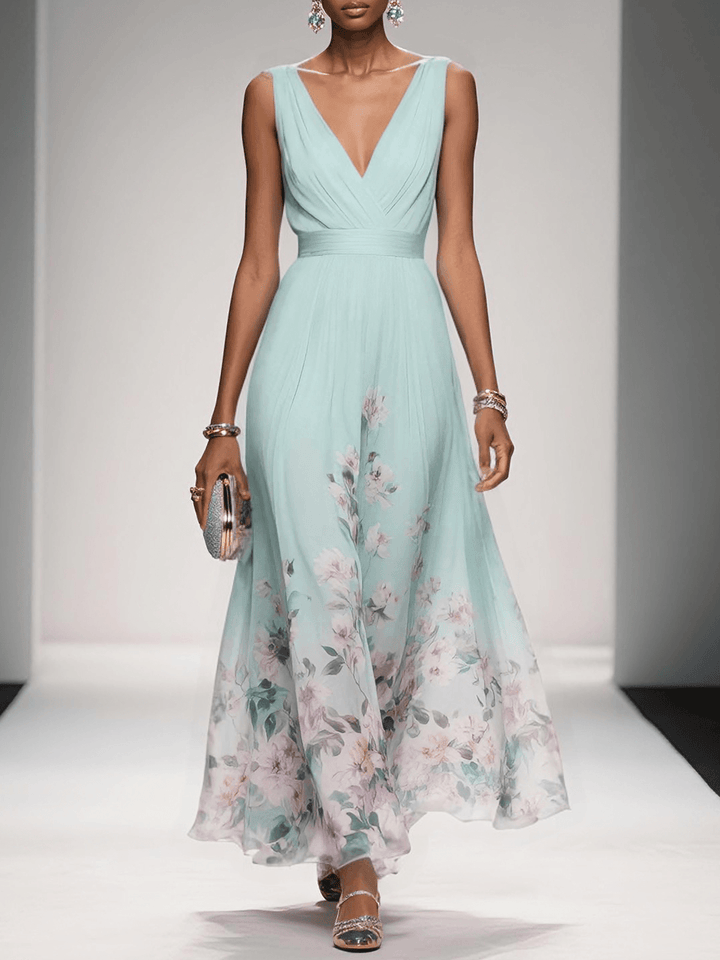 Damen Blumendruck Hochzeitsgastkleid