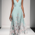 Damen Blumendruck Hochzeitsgastkleid