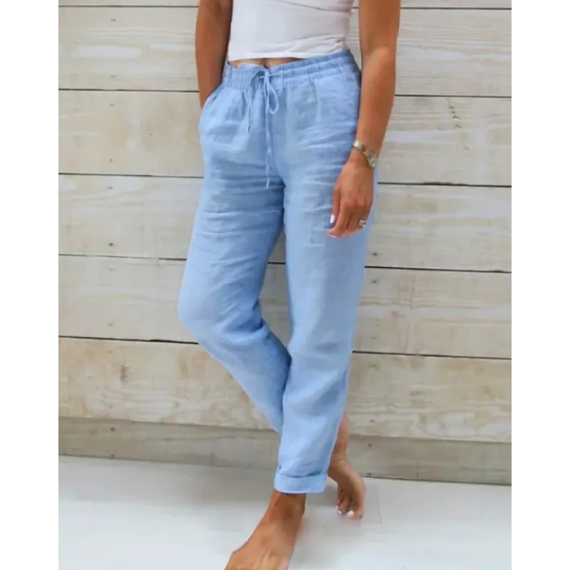 Stilvolle hose für Damen – Leinenhose locker Freizeithose Sommerhose leicht