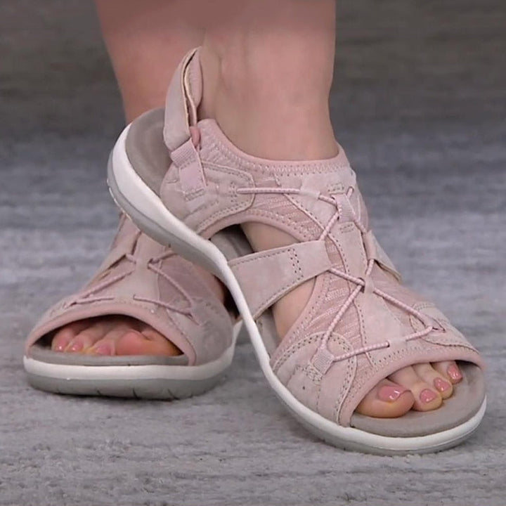 Orthopädische Sandalen – bequem flach Klettverschluss Sommerschuhe Damen Outdoor