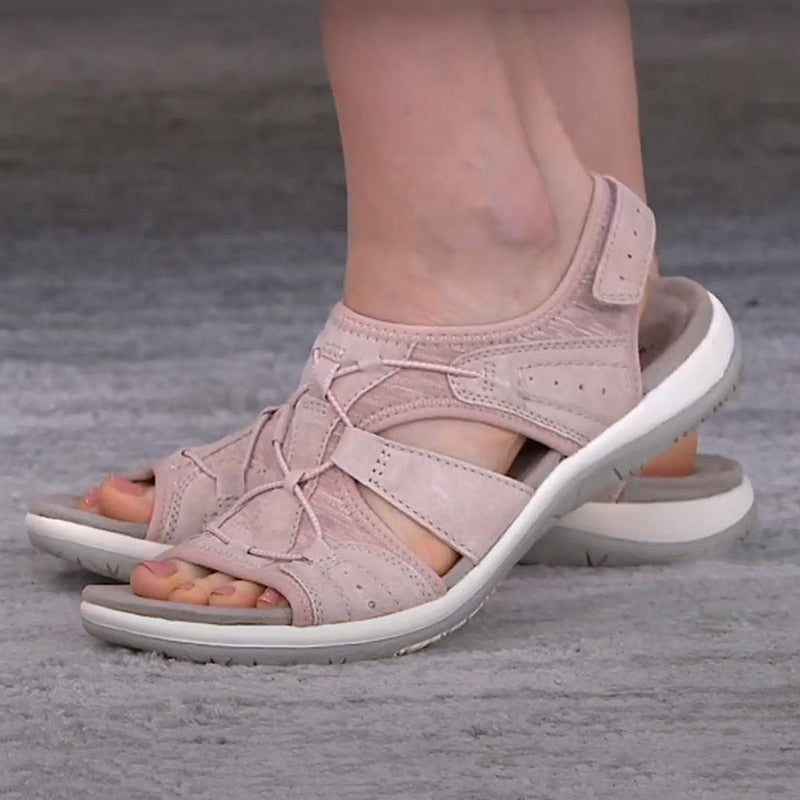 Orthopädische Sandalen – bequem flach Klettverschluss Sommerschuhe Damen Outdoor