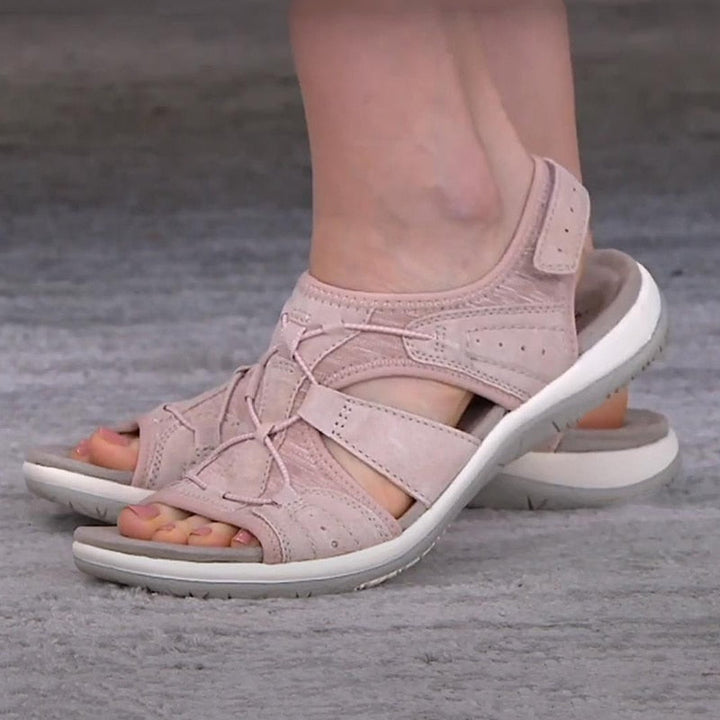 Orthopädische Sandalen – bequem flach Klettverschluss Sommerschuhe Damen Outdoor