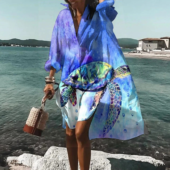 Damen Sommer Lässiges Hemdkleid