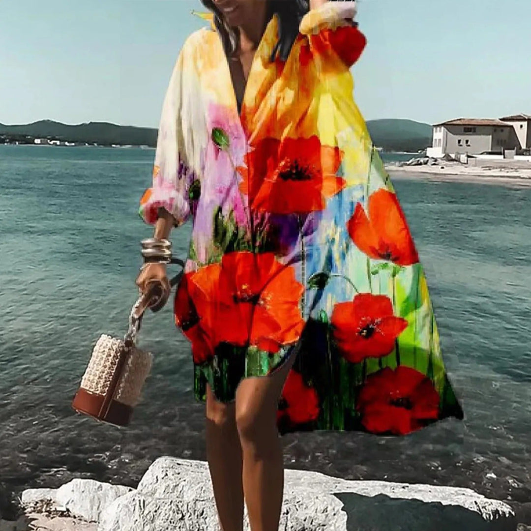 Damen Sommer Lässiges Hemdkleid