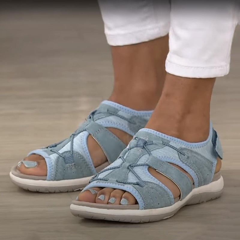 Orthopädische Sandalen – bequem flach Klettverschluss Sommerschuhe Damen Outdoor
