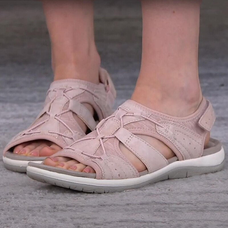 Orthopädische Sandalen – bequem flach Klettverschluss Sommerschuhe Damen Outdoor