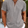 Herren Sommer Henley Kurzarm Shirt