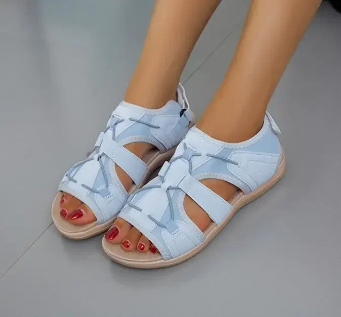 Orthopädische Sandalen – bequem flach Klettverschluss Sommerschuhe Damen Outdoor