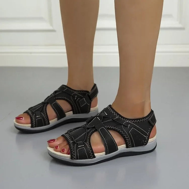 Orthopädische Sandalen – bequem flach Klettverschluss Sommerschuhe Damen Outdoor