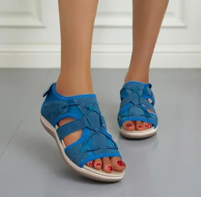 Orthopädische Sandalen – bequem flach Klettverschluss Sommerschuhe Damen Outdoor