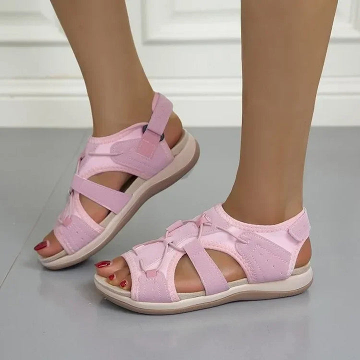 Orthopädische Sandalen – bequem flach Klettverschluss Sommerschuhe Damen Outdoor