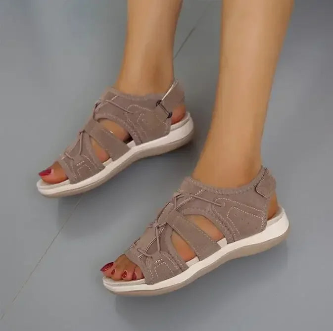 Orthopädische Sandalen – bequem flach Klettverschluss Sommerschuhe Damen Outdoor