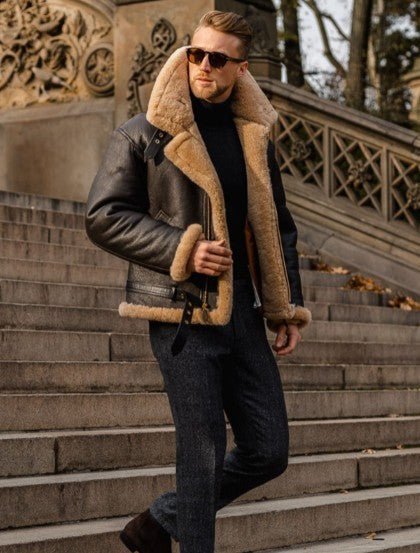 Herren Klassische Fliegerjacke mit Reißverschluss