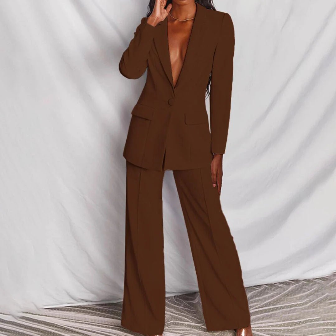 Taillierter Blazer & Weit Geschnittene Hose Anzug-Set
