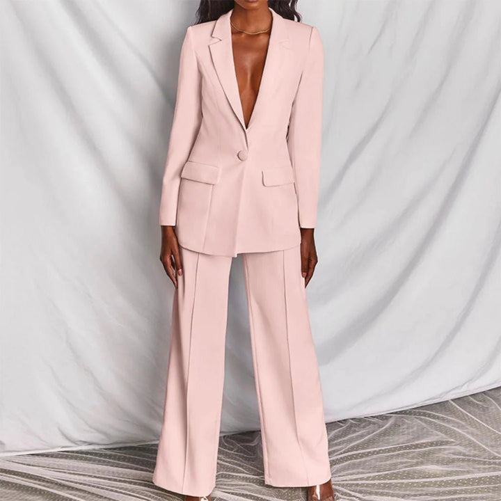 Taillierter Blazer & Weit Geschnittene Hose Anzug-Set
