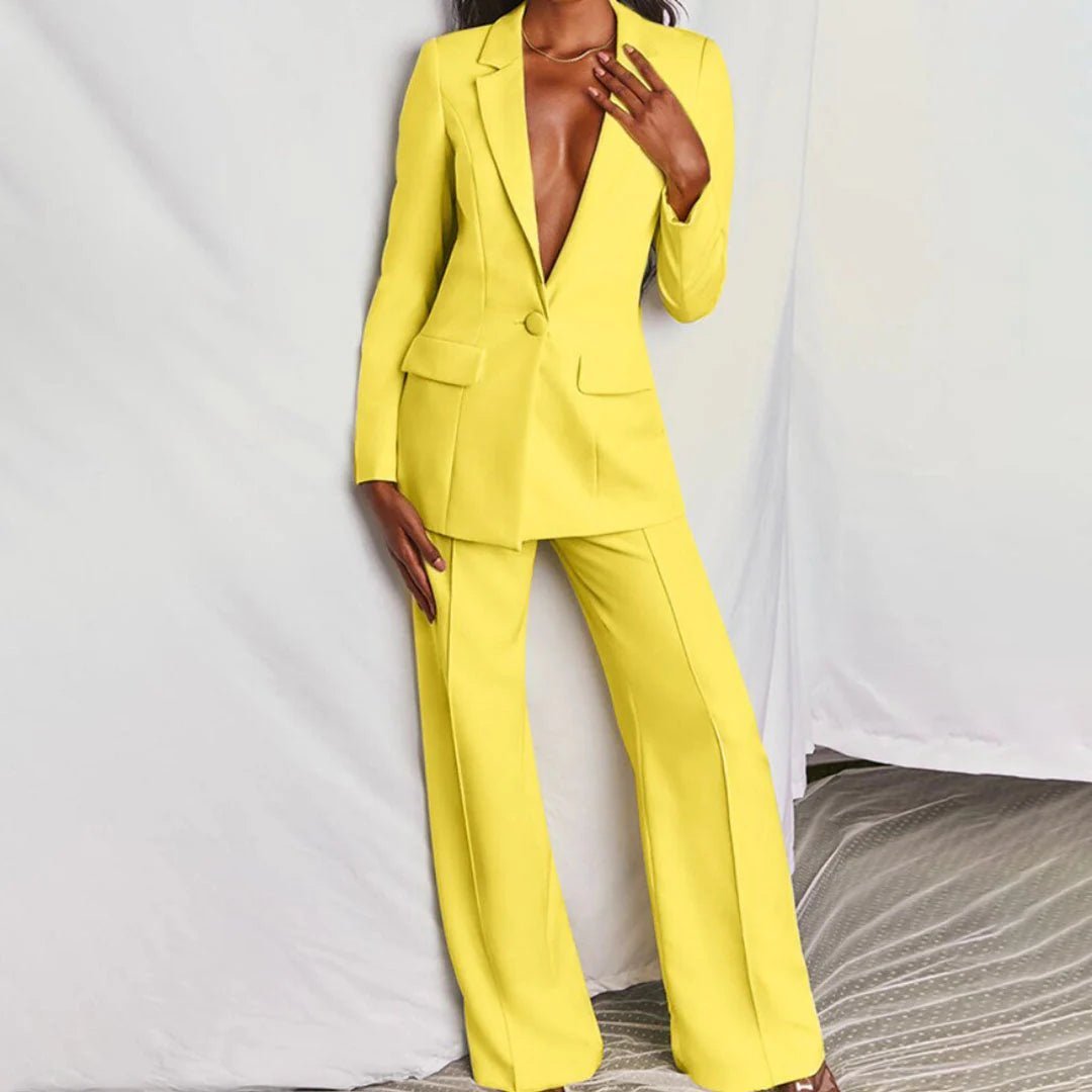 Taillierter Blazer & Weit Geschnittene Hose Anzug-Set