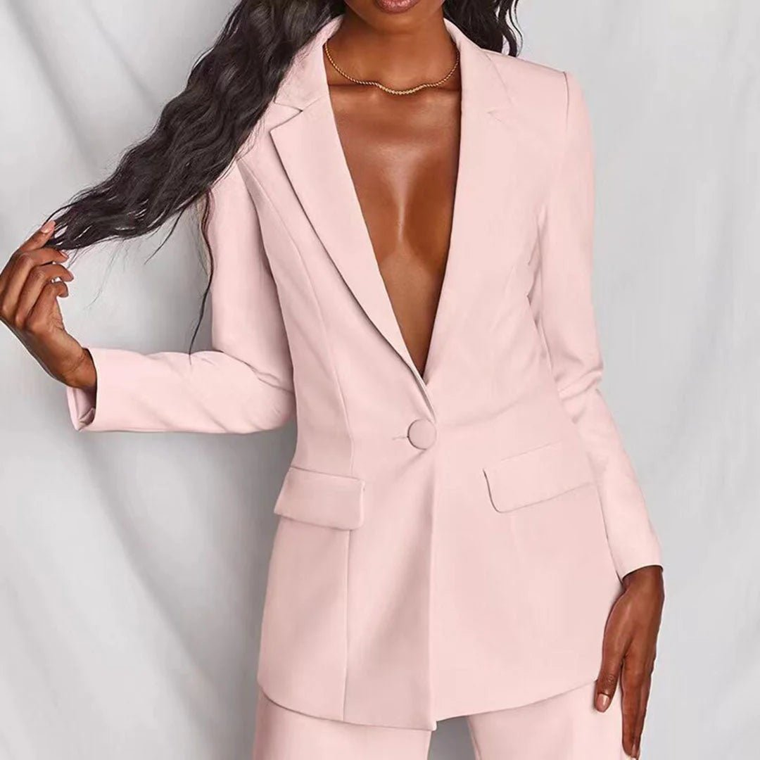 Taillierter Blazer & Weit Geschnittene Hose Anzug-Set