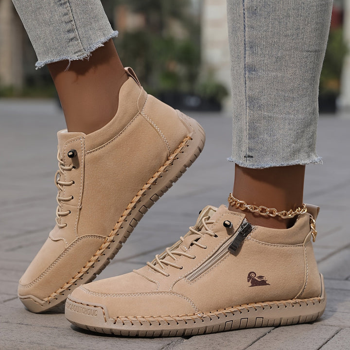 Damen Bequeme Schnürschuhe mit Reißverschluss