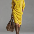 Damen Midikleid mit Knopfleiste und Rippstruktur