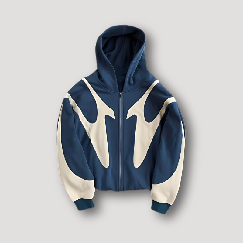 Herren Trendiger Hoodie mit Flammenmuster und Reißverschluss