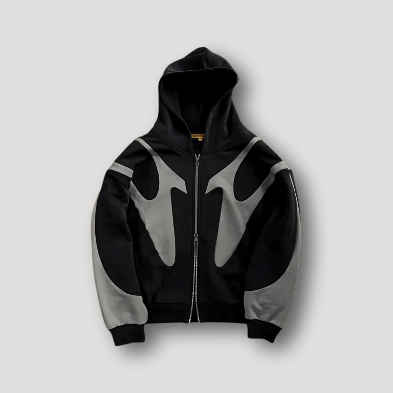 Herren Trendiger Hoodie mit Flammenmuster und Reißverschluss