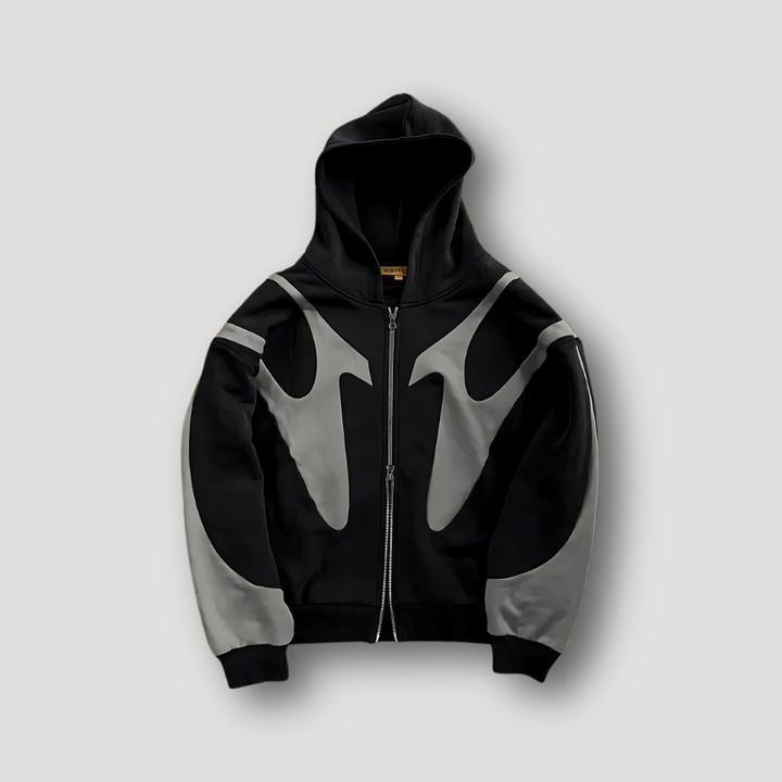 Herren Trendiger Hoodie mit Flammenmuster und Reißverschluss
