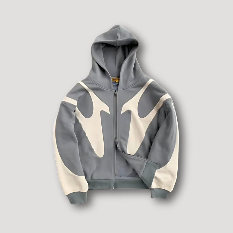 Herren Trendiger Hoodie mit Flammenmuster und Reißverschluss