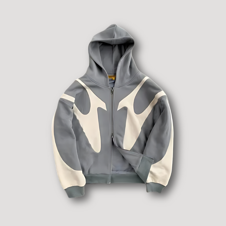 Herren Trendiger Hoodie mit Flammenmuster und Reißverschluss