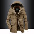 Herren-Parka mit Fleece-Innenfutter und Kapuze mit Kunstpelzbesatz