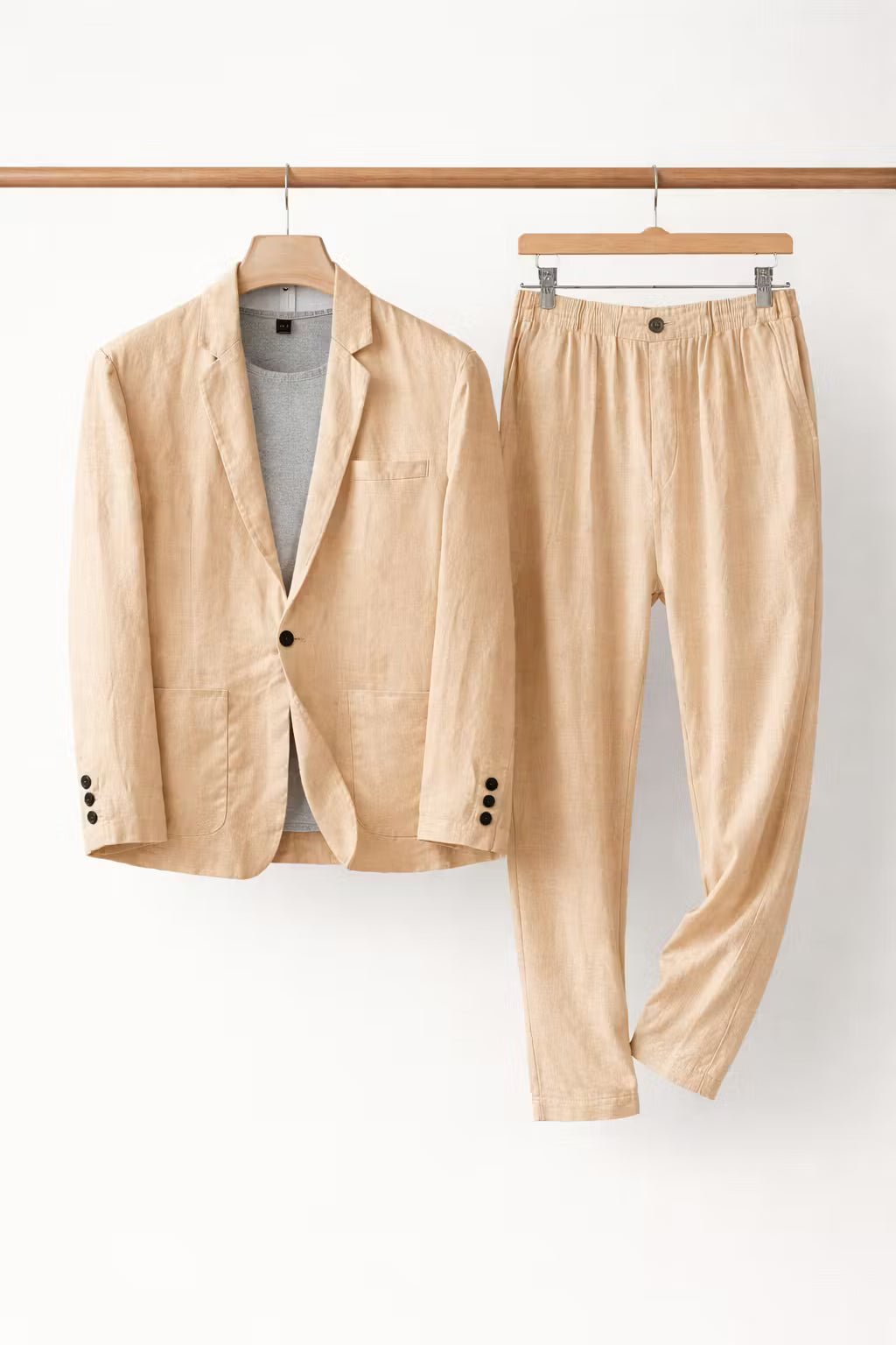 Herren Leinen-Set mit Relaxter Passform aus Blazer und Hose