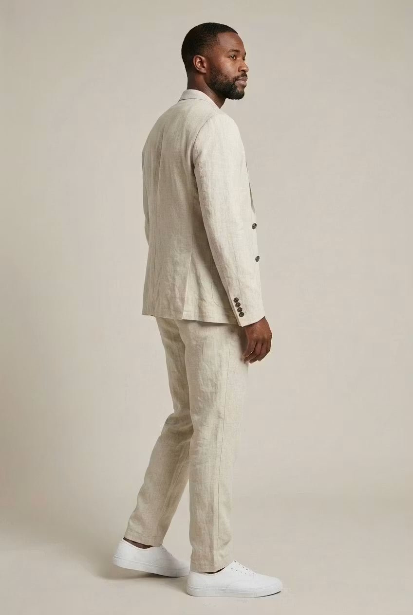 Herren Leinen-Set mit Relaxter Passform aus Blazer und Hose